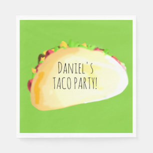 Vattenfärg Tacobud Födelsedagsfest Pappersservett