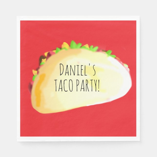 Vattenfärg Tacobud Födelsedagsfest Pappersservett (Framsidan)