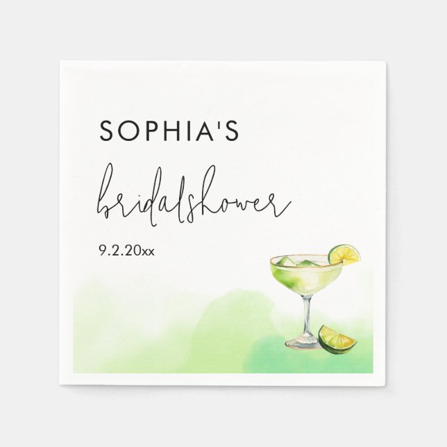 Vattenfärg Tacos & Tequila Bröllopsdusch  Pappersservett (Framsidan)