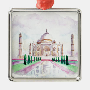 Vattenfärg Taj Mahal Julgransprydnad Metall