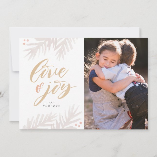 Vattenfärg Tall Pensel Kärlek och Glädje Högtidsko Julkort (Framsida)