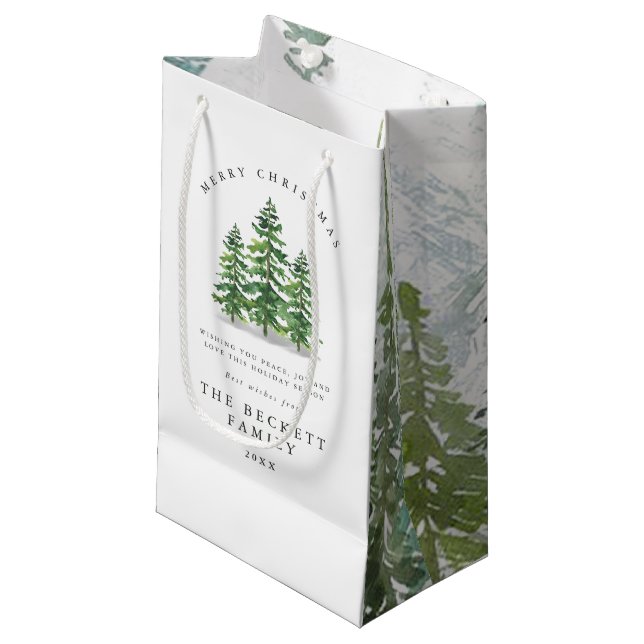 Vattenfärg Tall Skog Jul (Framsidan Vinklad)