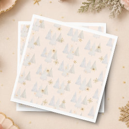 Vattenfärg Tall Träd Snöflinga Jul Högtid Pappersservett