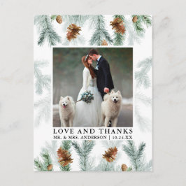 Vattenfärg Tallkottar Kärlek Tack Bröllopsfoto Vykort