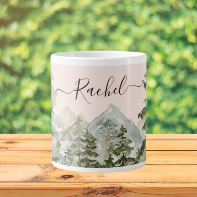 Vattenfärg Tallskog och berg Rustik Jumbo Mugg (In situ Outdoor)