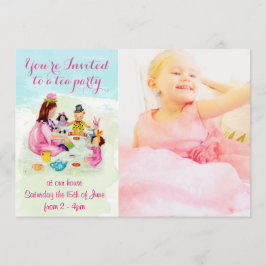 Vattenfärg Tea Party födelsedag Inbjudan