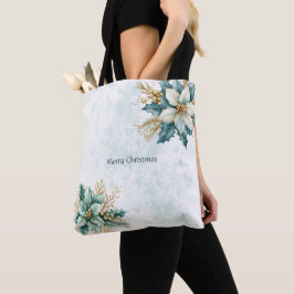 Vattenfärg Teal Blommigt jul Helgdag Tote Bag Tygkasse