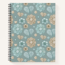Vattenfärg Teal Crochet Notebook 8,5 x 11 tum