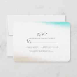 Vattenfärg Teal & Tan Subtil Beach Bröllop RSVP OSA Kort