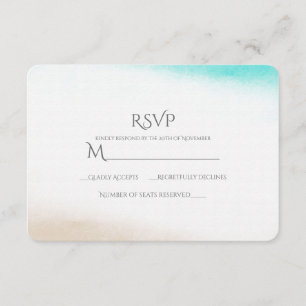 Vattenfärg Teal & Tan Subtil Beachbröllop RSVP OSA Kort