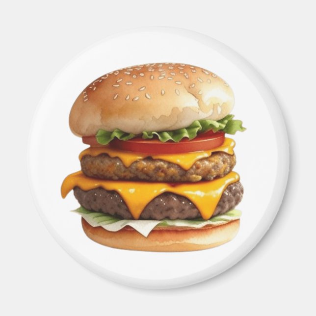 Vattenfärg Teckning i Cheeseburger Magnet (Framsidan)