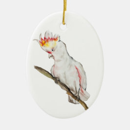 Vattenfärg teckning i en cockatoo-papegoja julgransprydnad keramik