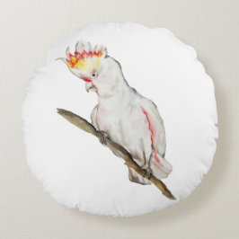 Vattenfärg teckning i en cockatoo-papegoja rund kudde