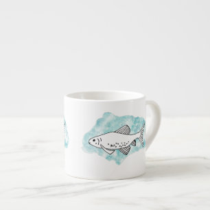Vattenfärg Teckning Minnow Fish Espressomugg