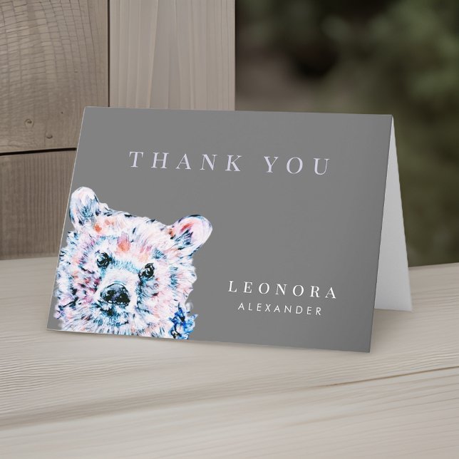 Vattenfärg Teddybjörn Bebis Shower Tacksamhetskort Tack Kort (Skapare uppladdad)