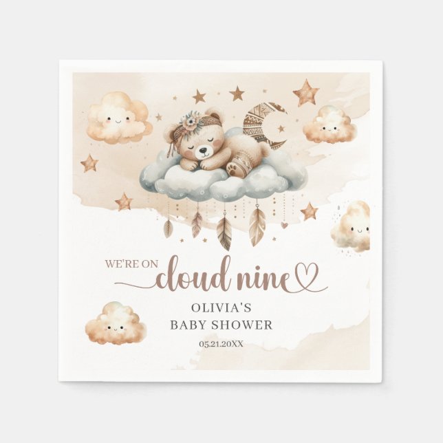 Vattenfärg terracotta boho fjädrar moln 9 pappersservett (Framsidan)