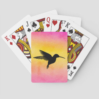 Vattenfärg texturerad Hummingbird som leker kort Spelkort