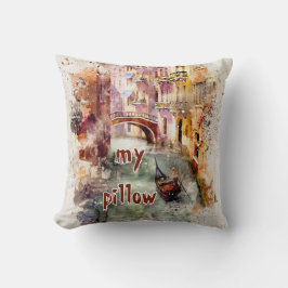 Vattenfärg Texturerad monogrammad fyllning Kudde