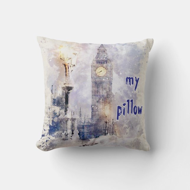 Vattenfärg Texturerad monogrammad fyllning Kudde (Framsida)