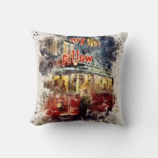 Vattenfärg Texturerad monogrammad fyllning Kudde