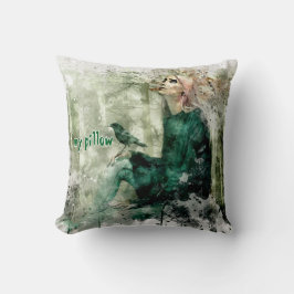 Vattenfärg Texturerad monogrammad fyllning Kudde