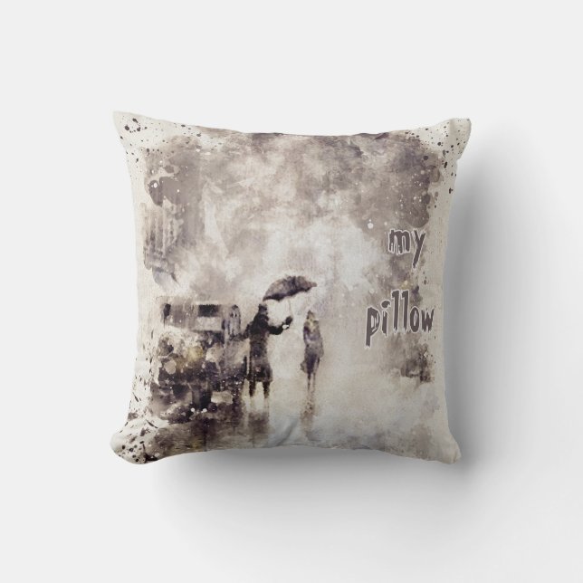 Vattenfärg Texturerad monogrammad fyllning Kudde (Framsida)