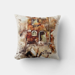 Vattenfärg Texturerad monogrammad fyllning Kudde