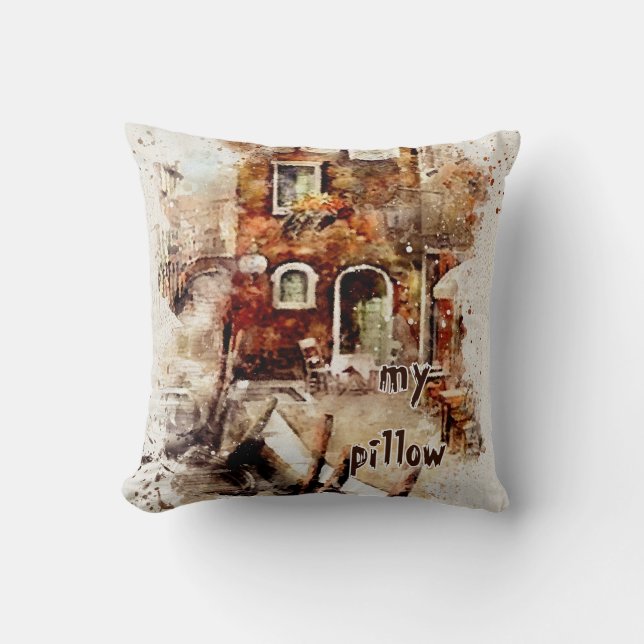 Vattenfärg Texturerad monogrammad fyllning Kudde (Framsida)