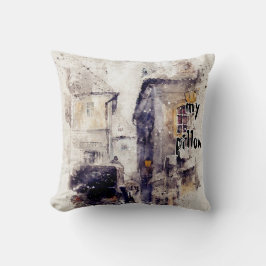 Vattenfärg Texturerad monogrammad fyllning Kudde