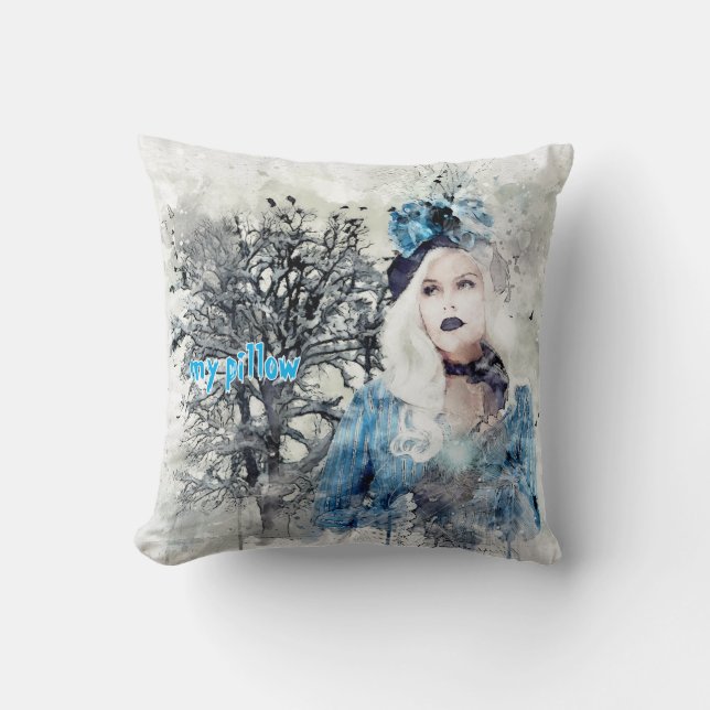 Vattenfärg Texturerad monogrammad fyllning Kudde (Framsida)