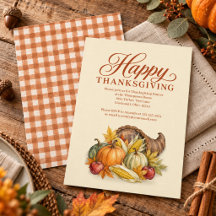 Vattenfärg Thanksgiving Höst Cornucopia