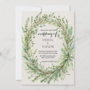 Vattenfärg Thyme Rosemary Sprig Utandning Bröllop Inbjudningar