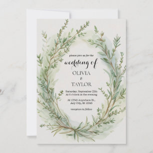 Vattenfärg Thyme Rosemary Sprig Utandning Bröllop Inbjudningar