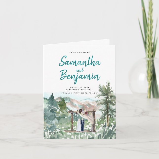 Vattenfärg Tidslinje Bröllop Spara Datumet Meddelande (Framsida)