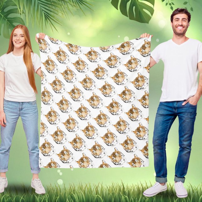 Vattenfärg Tiger Head Animal Mönster Fleecefilt (Skapare uppladdad)