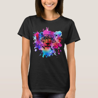 Vattenfärg Tiger Head T-Shirt