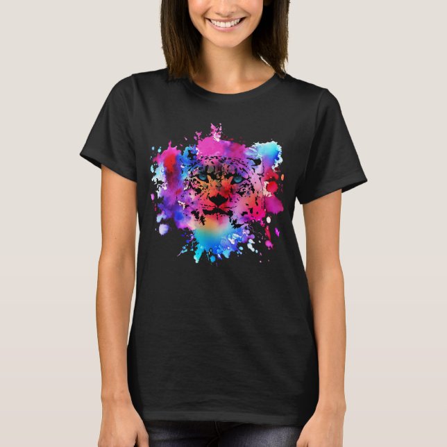 Vattenfärg Tiger Head T-Shirt (Framsida)