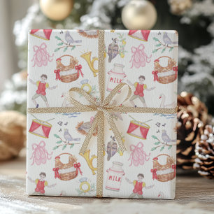 Vattenfärg Tolv dagar jul Presentpapper