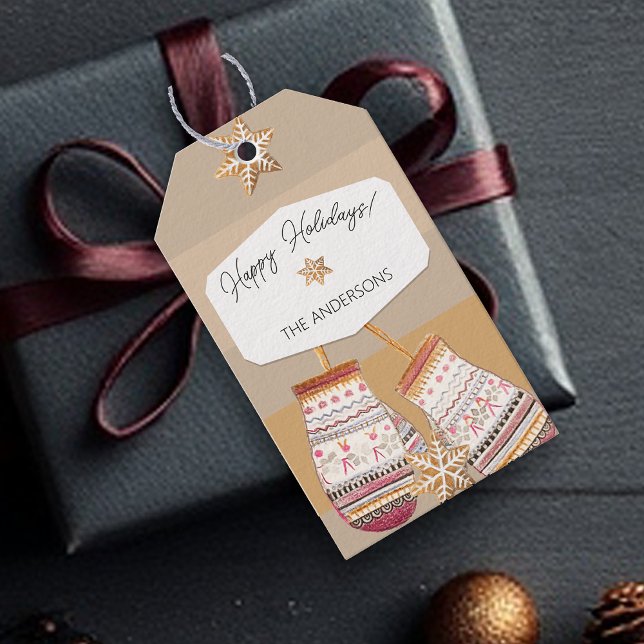 Vattenfärg Toner av ingefärsbread Karamell  Presentetikett (Skapare uppladdad)