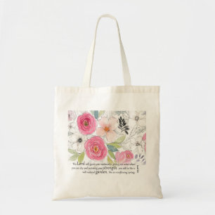 Vattenfärg Tote Bag med Scripture Isaiah 58:11 Tygkasse