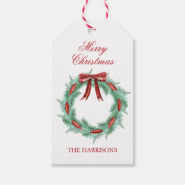 Vattenfärg Tött Ribbon God jul Presentetikett