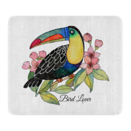 Vattenfärg Toucan Bird med blommor