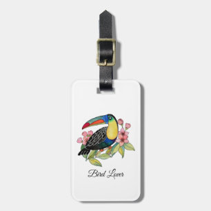 Vattenfärg Toucan Bird med blommor Bagagebricka