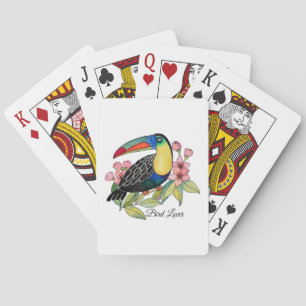 Vattenfärg Toucan Bird med blommor Casinokort