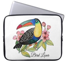 Vattenfärg Toucan Bird med blommor Laptop Fodral