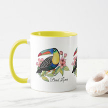 Vattenfärg Toucan Bird med blommor