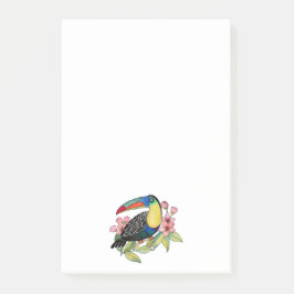 Vattenfärg Toucan Bird med blommor Post-it Block