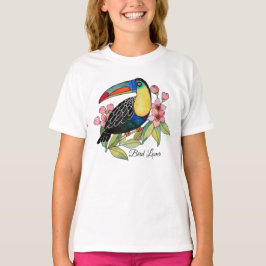Vattenfärg Toucan Bird med blommor T Shirt