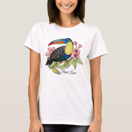 Vattenfärg Toucan Bird med blommor T Shirt