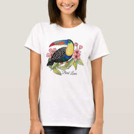 Vattenfärg Toucan Bird med blommor T Shirt